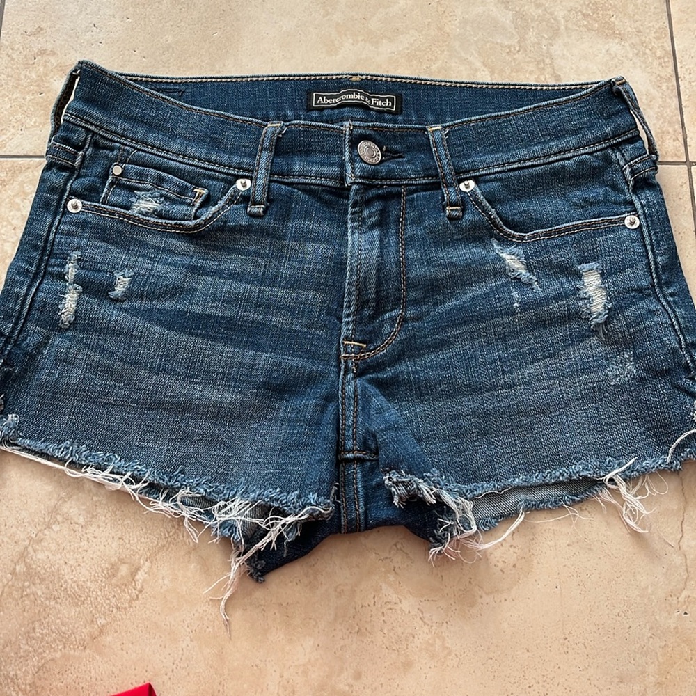 Abercrombie womens mini denim jean blue shorts size 25 and length 2